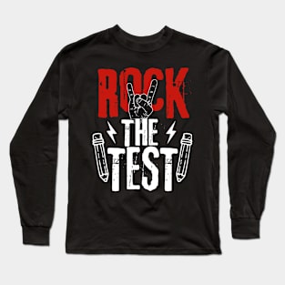 Retro Metal Rock The Test Day Funny Hand Sign Exam Testing Long Sleeve T-Shirt